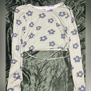 green patterned crop top